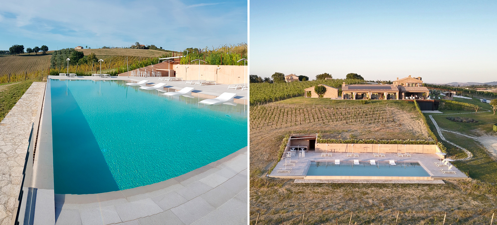 Realizzazione di piscina esterna immersa nel paesaggio per un progetto di benessere abitativo